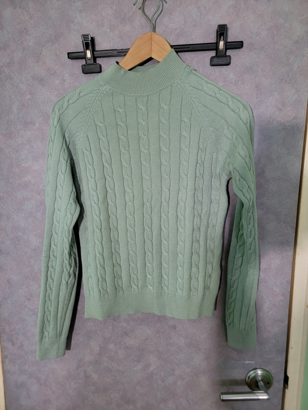 Primark Sage Green Cable Knit Turtleneck Sweater
